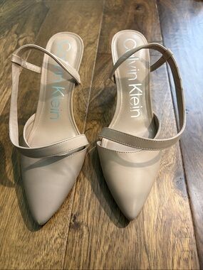 Calvin Klein Nude Pointed-Toe Slingback Pumps